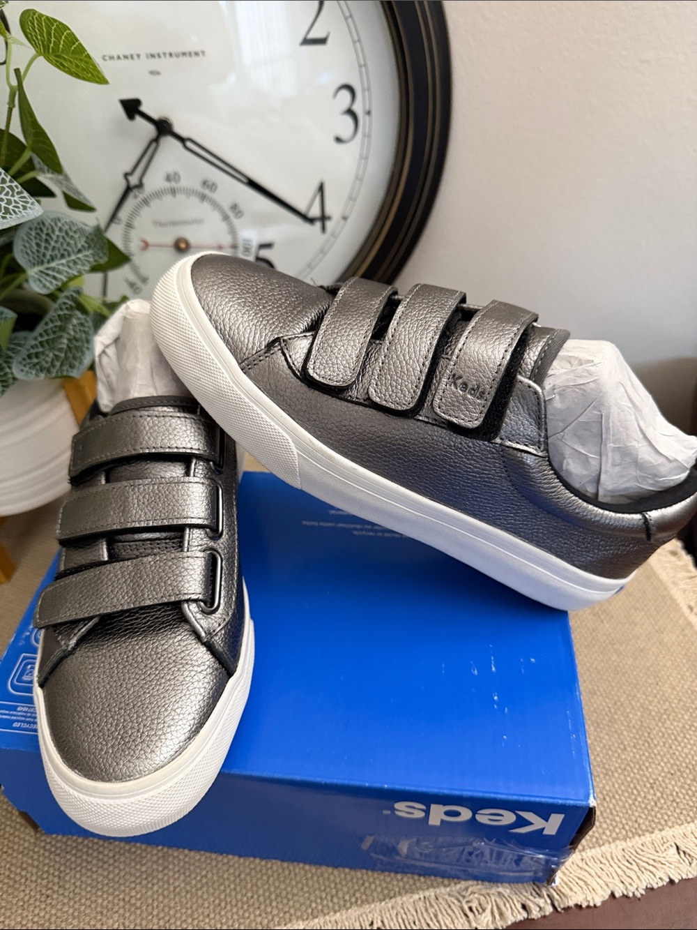 Keds Metallic Gunmetal Sneakers with White Sole